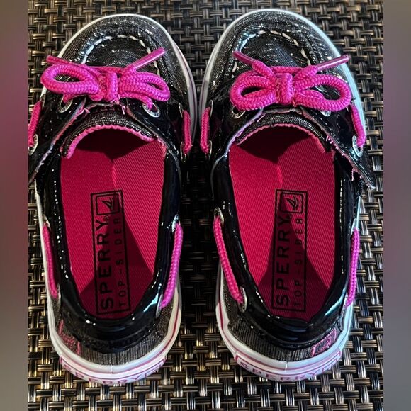 SPERRY TOP-SIDER Boat Shoes Little Girls Size 5 Seabright Black / Pink Shimmer - Picture 5 of 10